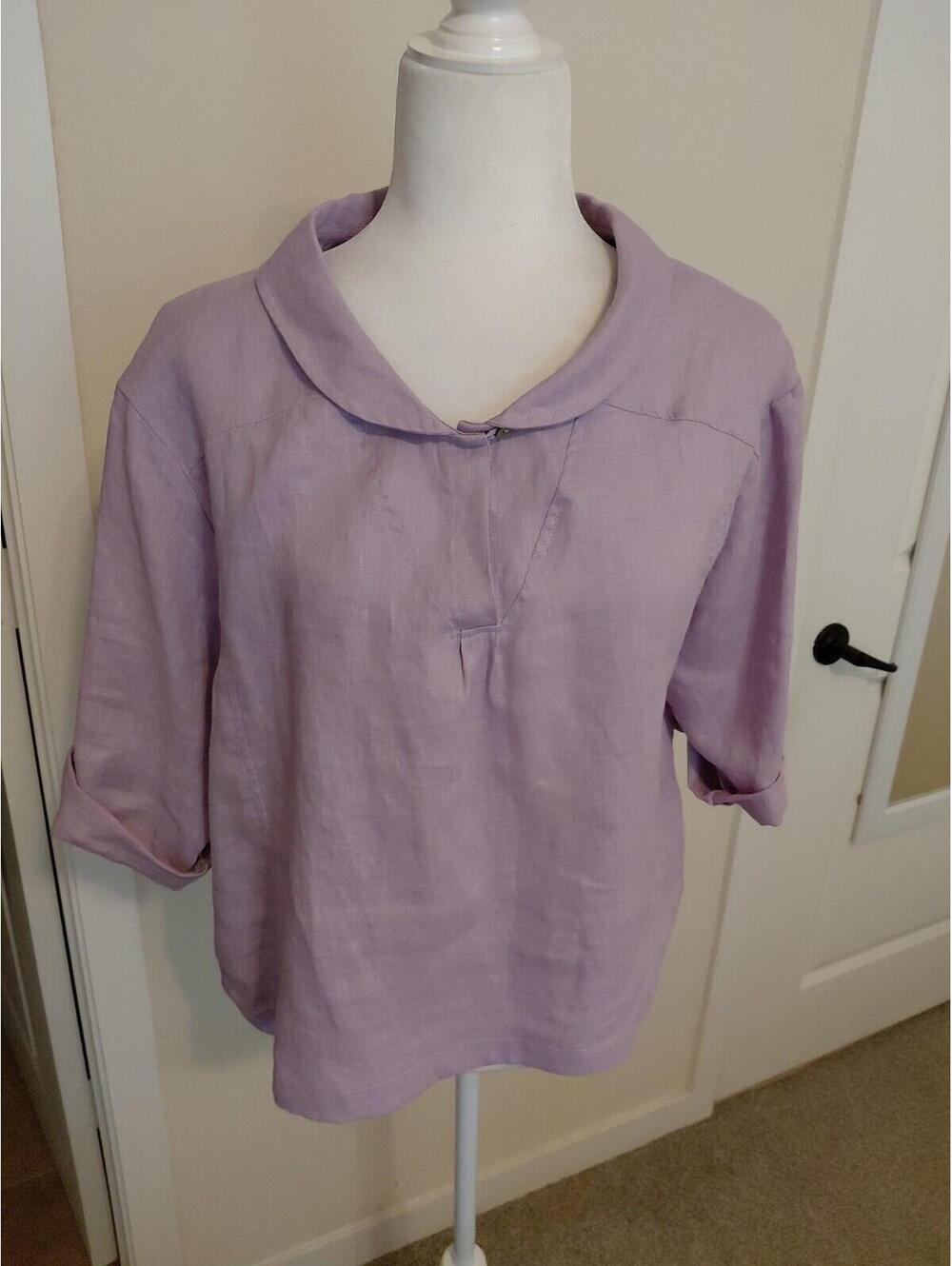 Lintico Linen Top V-Neck Half Sleeve Violette Sz S EUC - Picture 4 of 15